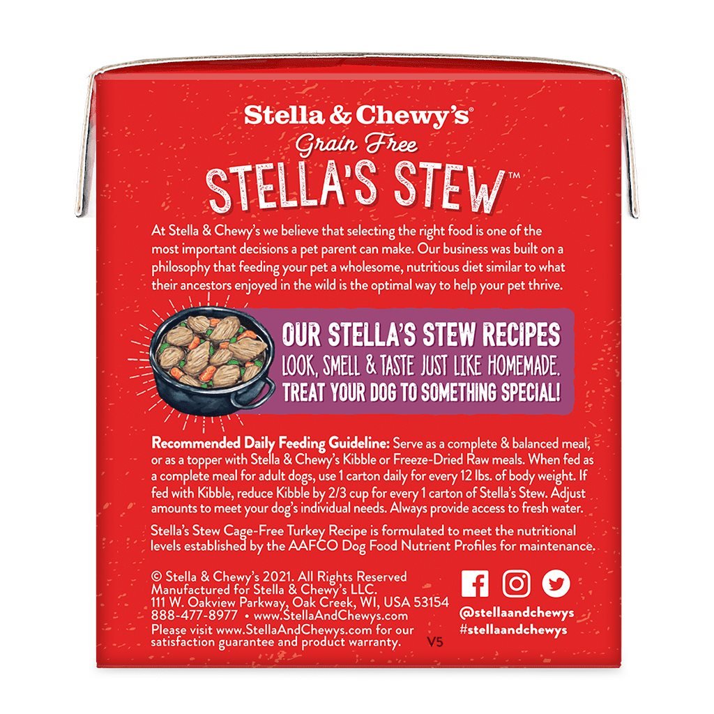 原箱 12 盒優惠 - Stella & Chewy's 單一材料燉肉系列 燉放養火雞肉狗狗鮮食濕糧 11 oz (SS-T-11) - 幸福站