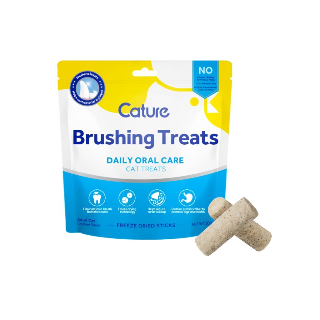 Cature Brushing Treats 小白牙凍乾潔齒棒 10g (雞) - 幸福站
