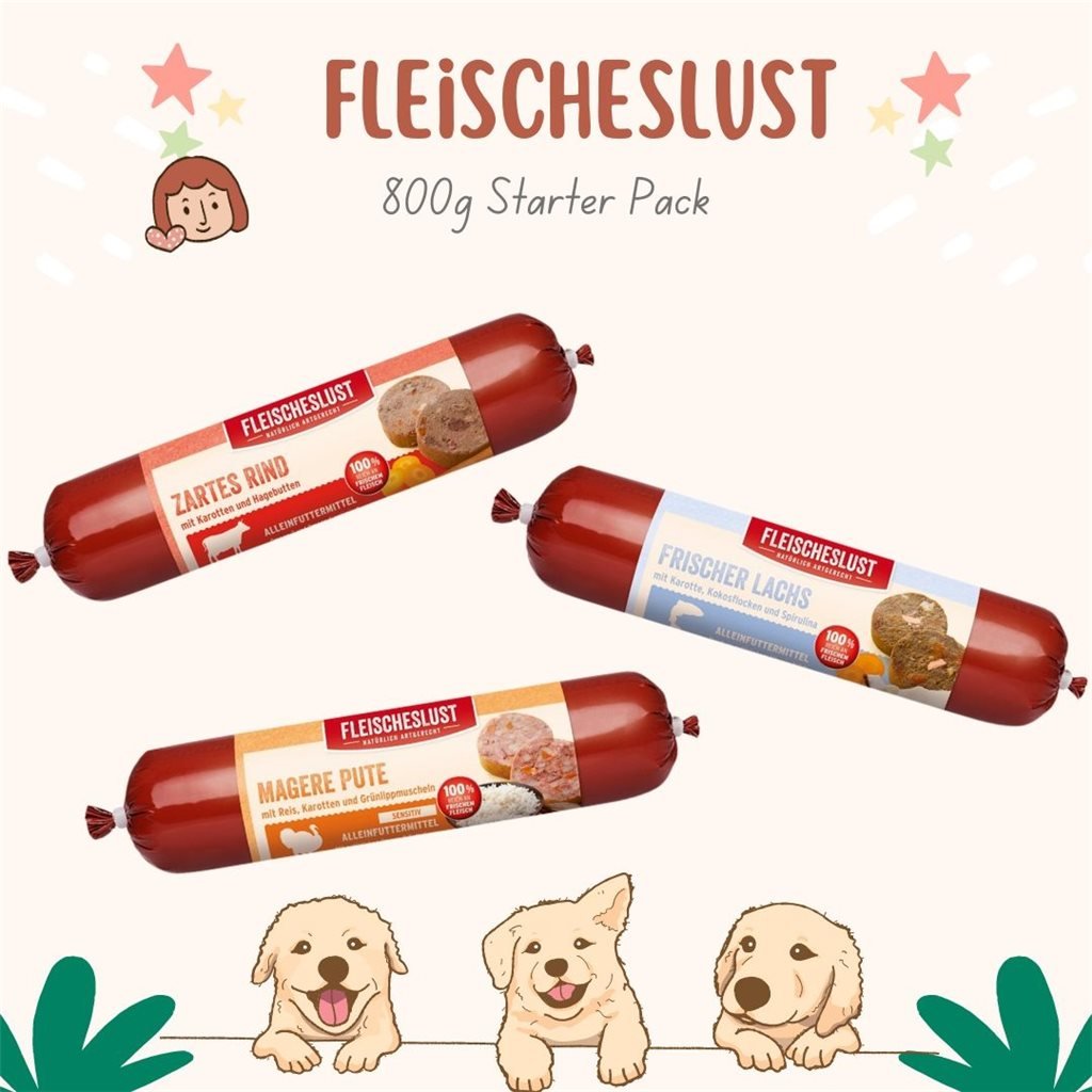 Fleischeslust 原尾煮易800g X 3 條 寵物鮮食 體驗套裝 - 幸福站