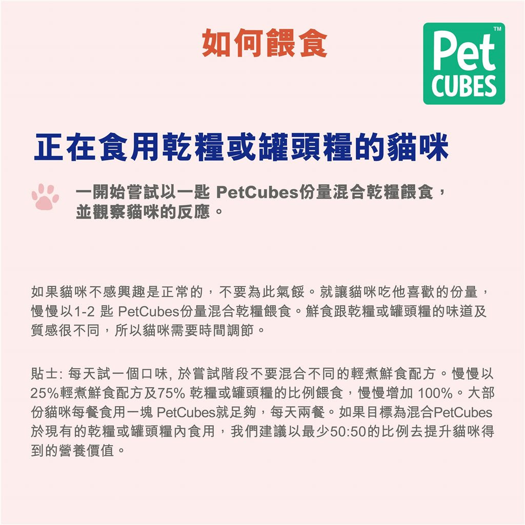 原箱 7 盒優惠 - PetCubes - 輕煮鮮食系列 雞肉加鴨肉老貓糧 320g (須冷藏)