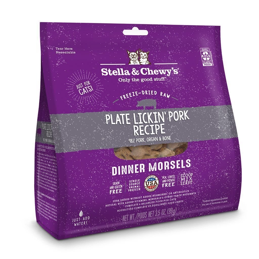 Stella &amp; Chewy's - Freeze Dried Plate Lickin' Pork Dinner - Freeze-dried raw meat food for cats