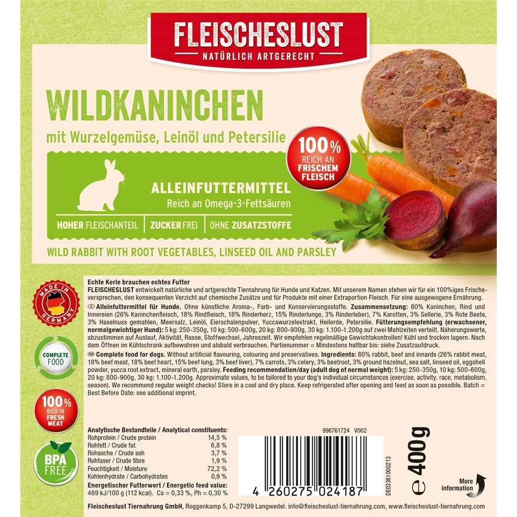 Fleischeslust原尾煮易 - Wild Rabbit 鮮味無穀物系列 (野兔、牛、根莖類蔬菜)