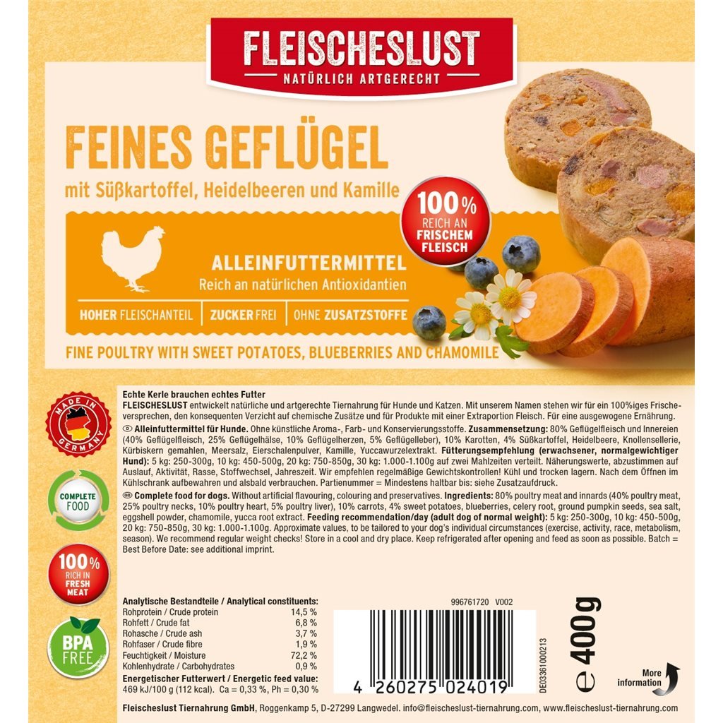 Fleischeslust Original Grain-Free Series (Chicken + Chamomile + Blueberry)