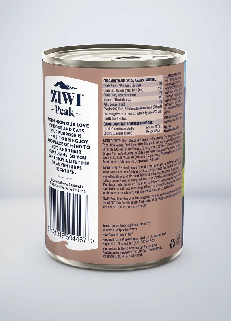 ZiwiPeak - 罐裝料理 (狗用) - 牛肉配方 390g