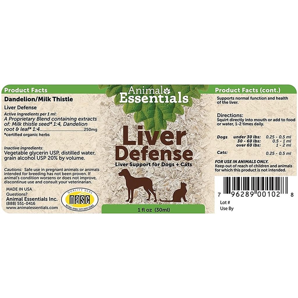 Animal Essentials - Liver Defense (Dandelion/Milk Thistle) Healing and Healthy Herbal Series - Liver Protection Formula