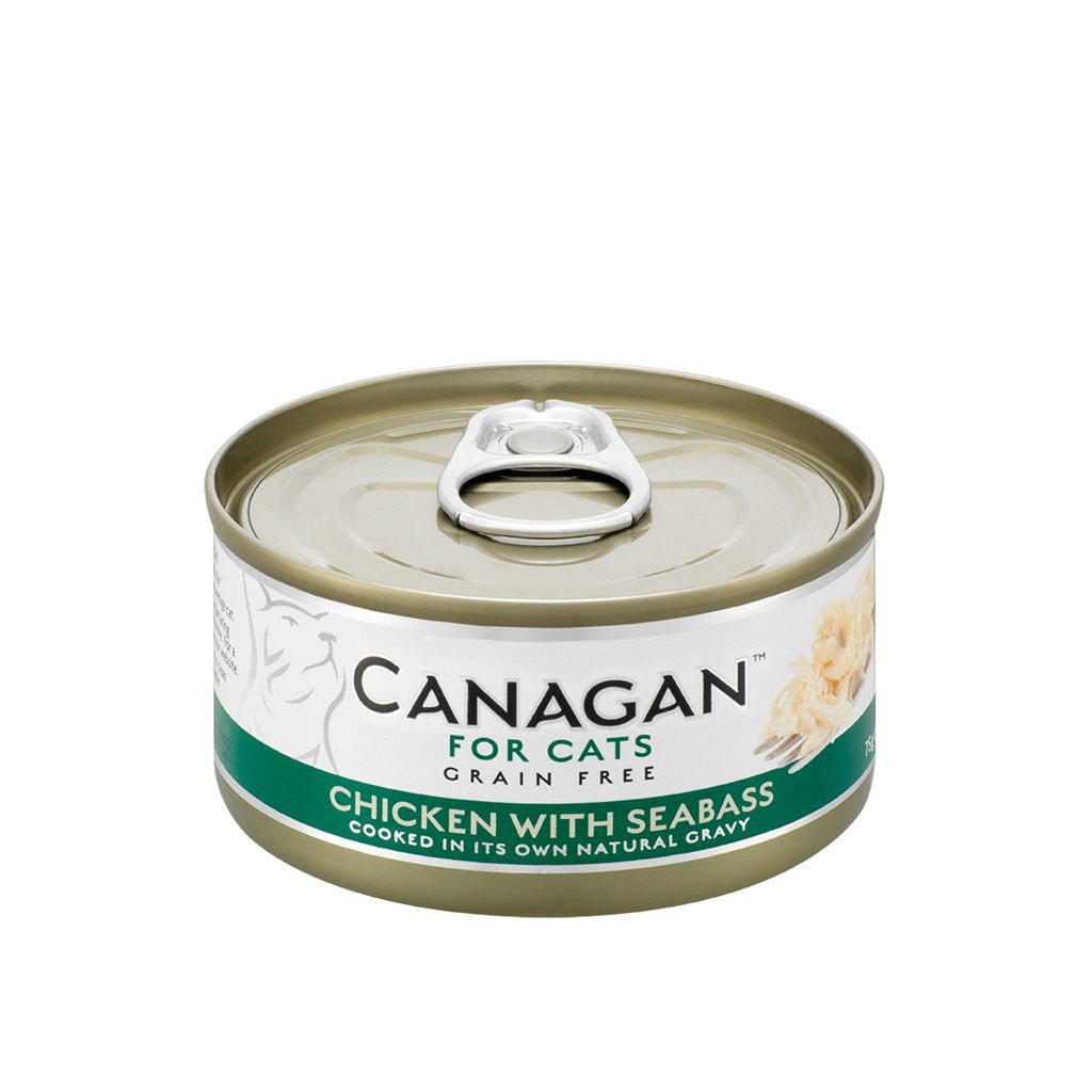 Canagan 貓罐 Chicken with Seabass 無穀物 雞肉伴鱸魚 肉絲貓罐 (深綠)