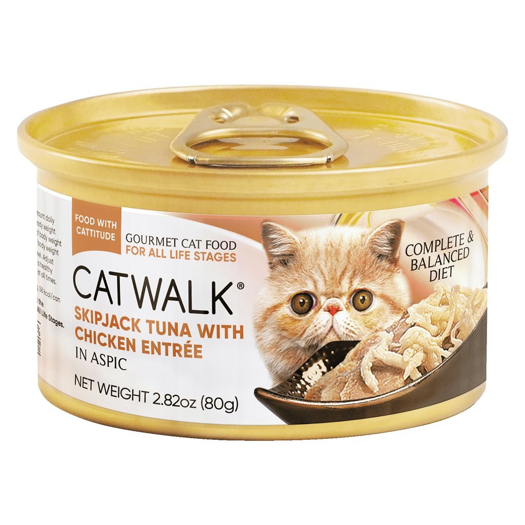 24 cans discount set - Catwalk bonito tuna + chicken cat staple food can 80g (CW-YLC) (no mixed styles available)