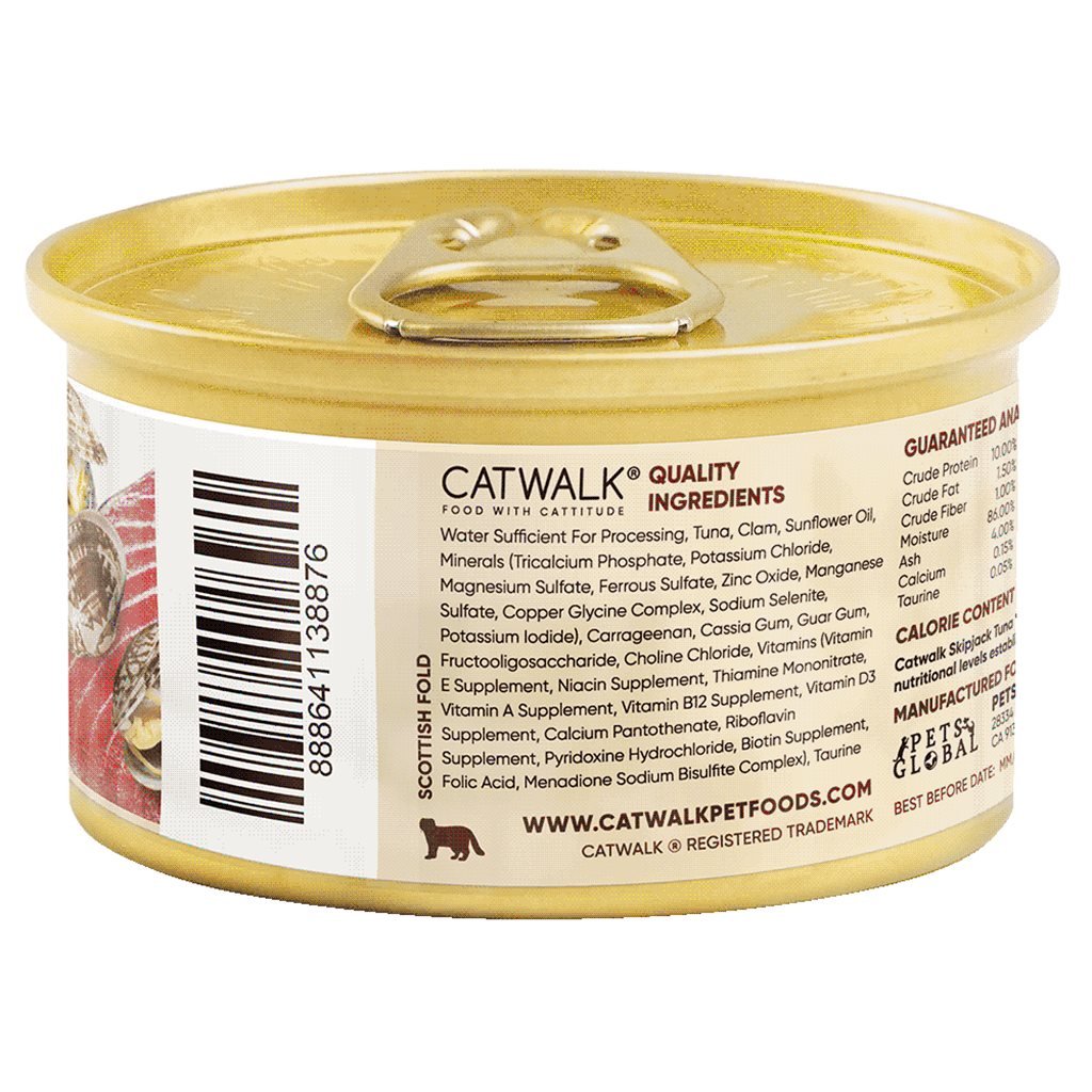 24 cans discount set - Catwalk bonito tuna + clam cat staple food can 80g (CW-BCC) (no mixed styles available)