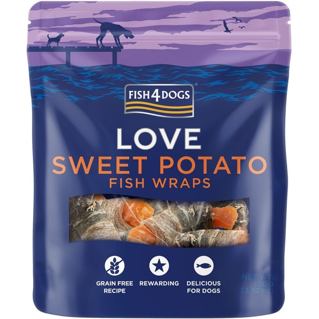 Fish4Dogs Ocean Star- Natural air-dried sweet potato fish skin roll 100g