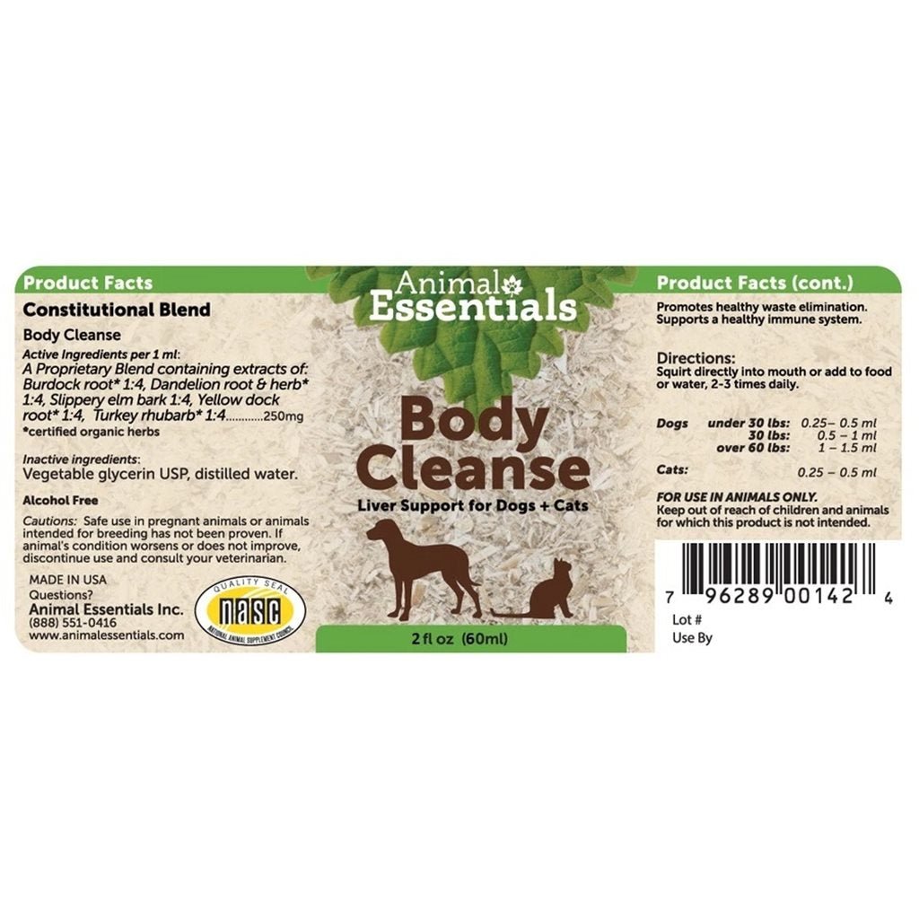 Animal Essentials - Body Cleanse (Constitutional Blend) Therapeutic Healthy Herbal Series - Quick-acting detoxification metabolic waste formula 2oz