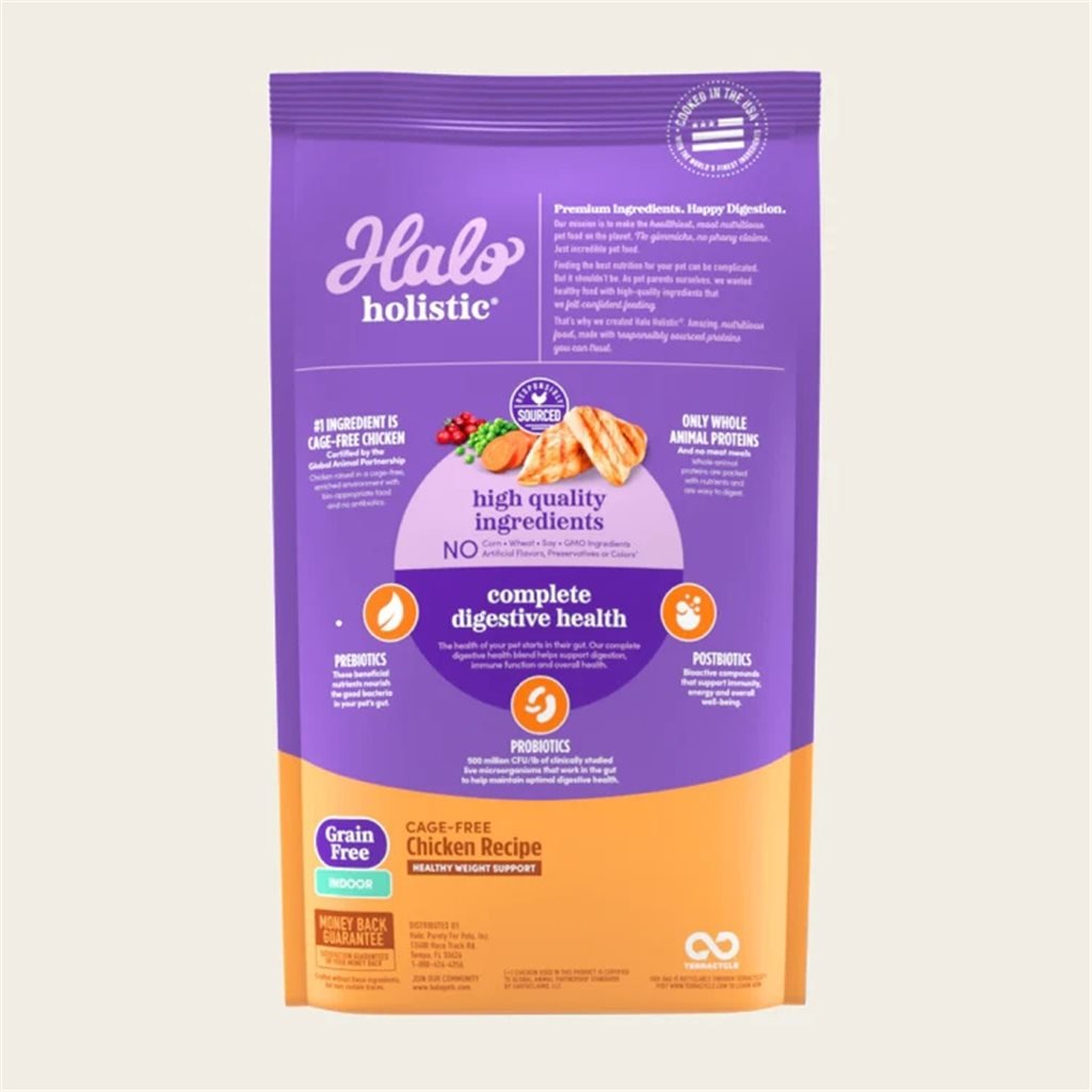 Halo - Holistic Grain-Free Indoor Cat Chicken Recipe 10 lb (35202-H)