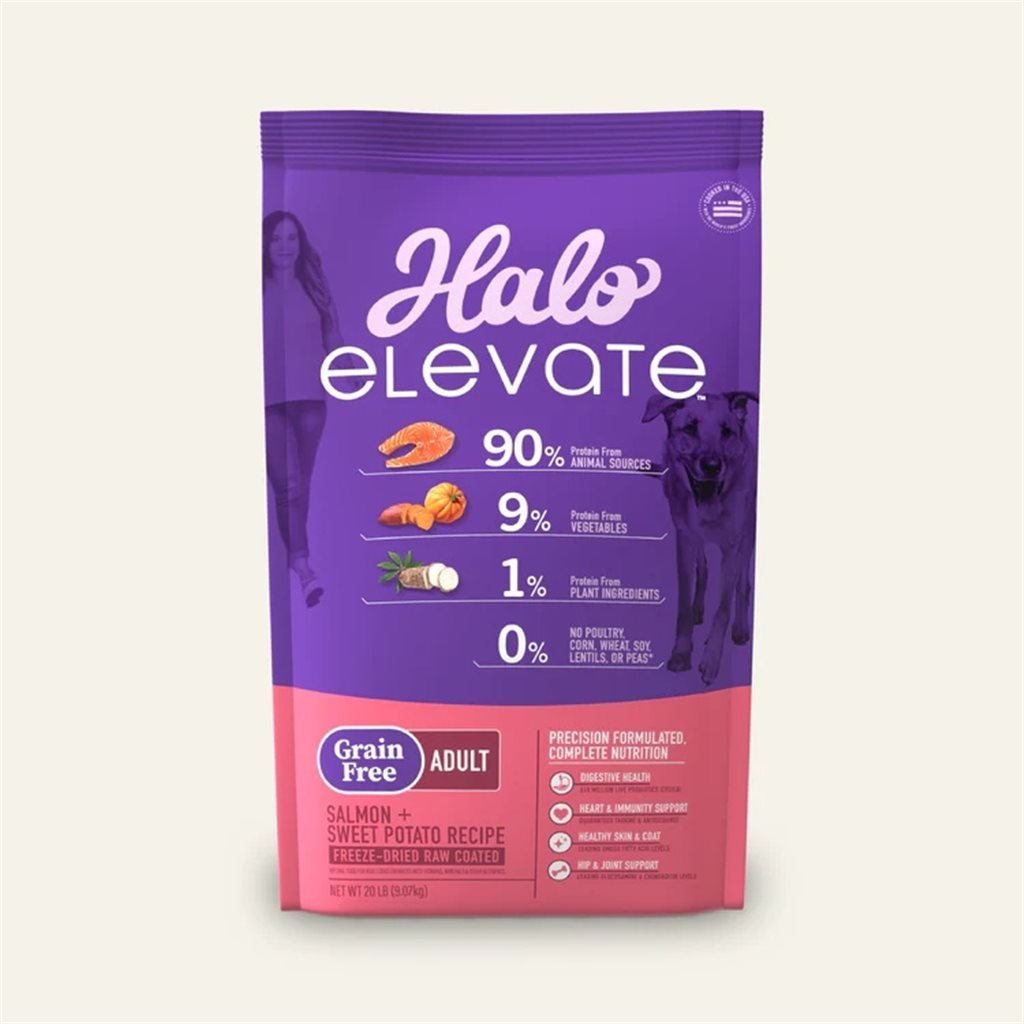 Halo - Elevate 無榖物凍乾生肉外層三文魚甜薯配方成犬糧 20 lb (51420) - 幸福站