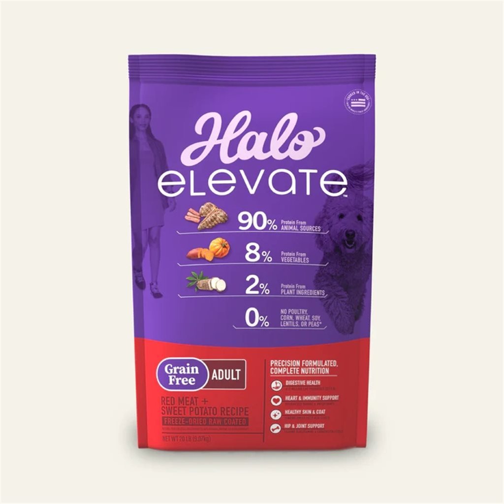 Halo - Elevate 無榖物凍乾生肉外層紅肉甜薯配方成犬糧 20 lb (51220) - 幸福站