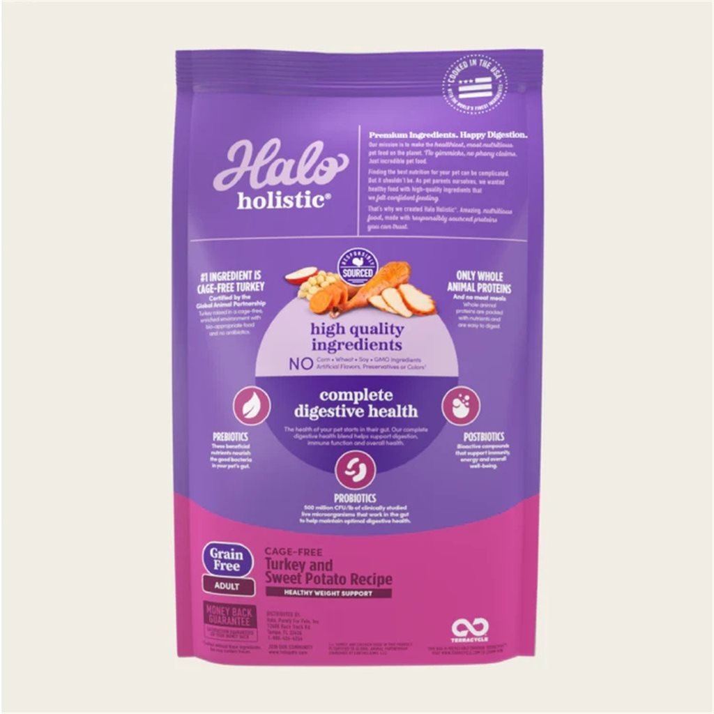 Halo - Holistic 無穀火雞肉甜薯配方成犬糧 21 lb (59214)