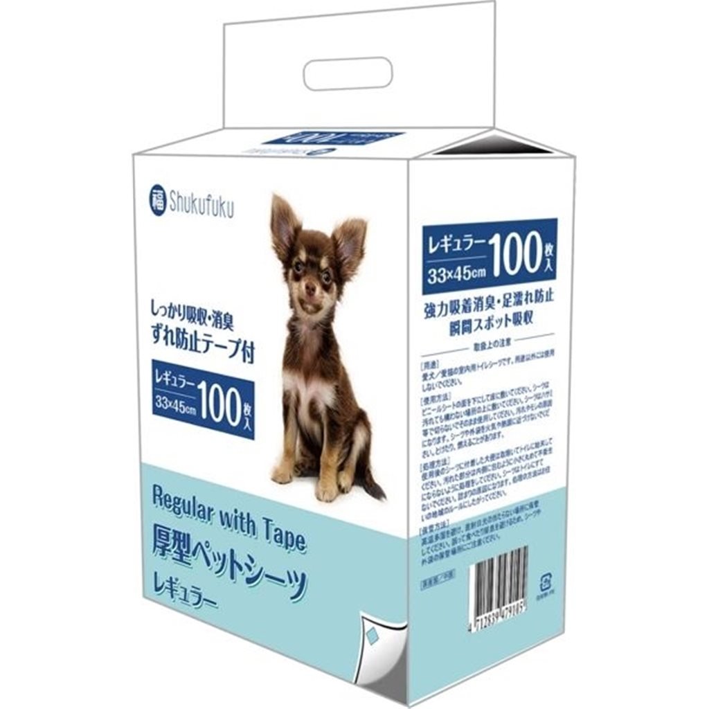 4包優惠套裝 - Shukufuku 厚型寵物尿墊(33 x 45 cm) 100片 - 幸福站