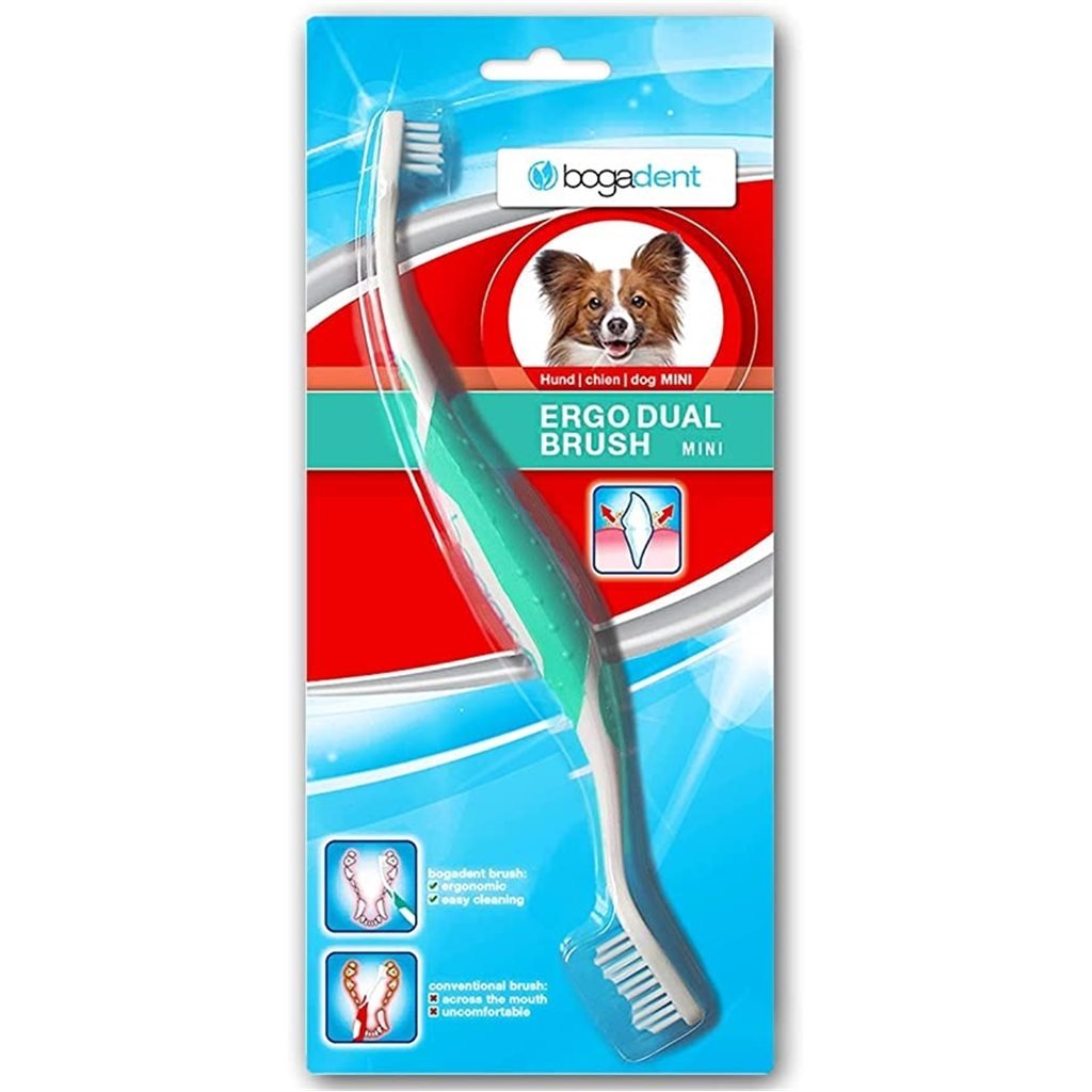 bogadent® Ergo Dual Brush Mini 人體工學雙頭牙刷 (中小型犬) - 幸福站